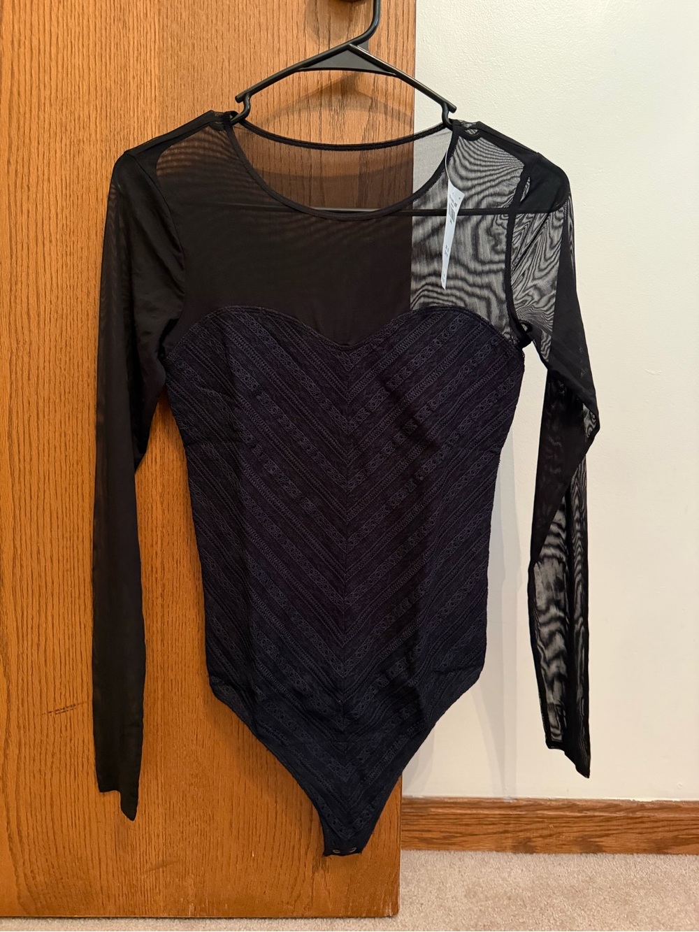 Abercrombie & Fitch Black Mesh Long-Sleeve Bodysuit